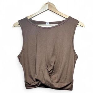 90 degrees athletic workout twist tie front tank top reflex brown women’s large